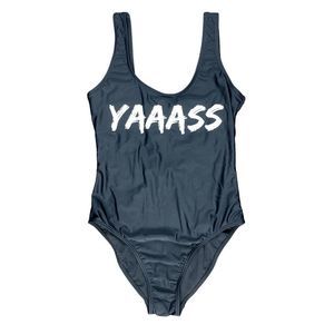 No Boundaries YAAASS One-Piece High Cut Low Back Black Swimsuit